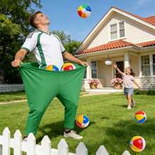 Grandma Pants Backyard Games With Bouncy Balls: Fun Inflatable Outdoor Party Games, Interactive Team Games For Adults And Children, Suitable For Backyard Lawns, Beaches, Carnivals, Family Gatherings, And Team Building Activities. - 2 Pieces, Green and Blue (includes 12 Balls and 2 Air Pumps) - View 7