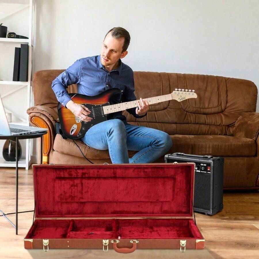 Hard-Shell Protective Electric Guitar Case For TL ST 170 Style Guitars, Durable Hard Case With Lock & Keys, Padded Interior For Storage And Travel, Ideal For Home, Studio And Stage Use - màu nâu - Xem 1