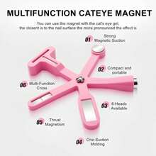 Pink 3D Heart Magnet, 6-In-1 Cat Eye Magnet With Dual Line And Moon Snake Pattern, Flower And French Nail Art Design, Multi-Effect UV Gel Nail Magnetic Tool Suitable For Home Salon DIY, Perfect For Nail Art Beginners, Nail Artists And DIY Enthusiasts, Great Gift For Valentine's Day And Mother's Day - Pink - View 6