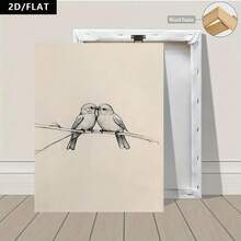 1pc 2D/Flat Modern Minimalist Style Decorative Canvas Wall Art Poster With Two Birds Perching On Branch, Cozy And Comfortable Home Decor For Living Room, Bedroom, And Study - 111 - View 12