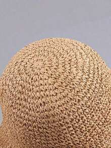 Classic Straw Braid Hat, Women's Beach Hat, Versatile Bucket Hat,, Spring/Summer - Beige - View 5