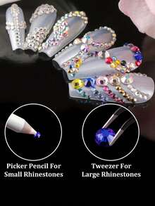 12 ô đính đá trang trí móng tay nhiều kích cỡ, đá acrylic 3D, ngọc trai giả, phụ kiện trang trí móng tay tự làm. - Nhiều màu - Xem 5