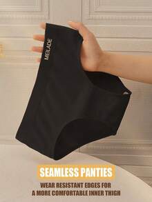 4pcs/Pack Seamless Mid-Waist Panties, Maillard Color Comfortable High Elasticity Triangle Briefs - Multicolor - View 6