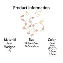 Bộ trang sức mặt dây chuyền hình giọt dầu và hoa trắng tinh tế, dễ thương, gồm vòng cổ, vòng tay và bông tai, món quà mùa hè lý tưởng cho phụ nữ. - Màu Hồng baby - Xem 7