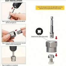 14 piezas Juego de extractores de tuercas con chorro de arena | Kit removedor de pernos y tuercas oxidados, extractor de tornillos despojados antideslizante con adaptador de zócalo, herramienta manual para reparación automotriz y del hogar - Juego de extractores de tuercas de 14 piezas - Ver 7