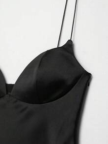 DEEKA Spring/Summer New Women's Fashion Sexy Lace Satin Top - Black - View 10