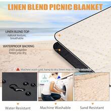Mantas de picnic para exteriores, impermeables, grandes, tapete de playa, sin arena, plegable, con correa de transporte, manta de camping portátil, manta de parque para césped parque, senderismo, - Negro - - Ver 11