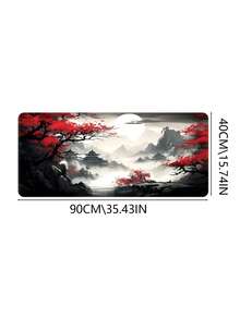 长款游戏鼠标垫，加长动画大号桌垫，带防滑底座，全尺寸键盘垫，缝边设计，适用于游戏和办公（风景画动画复古款） - 查看 14