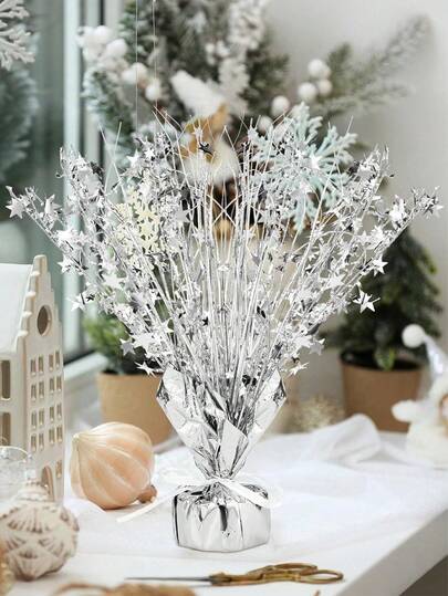 1 pieza Estrella decorativa con centro de spray de lámina metálica, base pesada y reutilizable de metal flexible brillante y reflectante, fácil de configurar, adecuada para cumpleaños, bodas, baby shower, despedida de soltera, aniversarios, graduaciones, Halloween, Navidad, Año Nuevo, estilo bohemio y rústico, decoración de escritorio, suministros para fiestas, decoración de mesa de comedor, reuniones en el hogar y decoración festiva