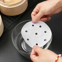 50 cái/100 cái Giấy lót nồi hấp dùng một lần, giấy lót đáy cốc bánh bao/bánh há cảo, giấy hấp chống dính. - trắng - Xem 7