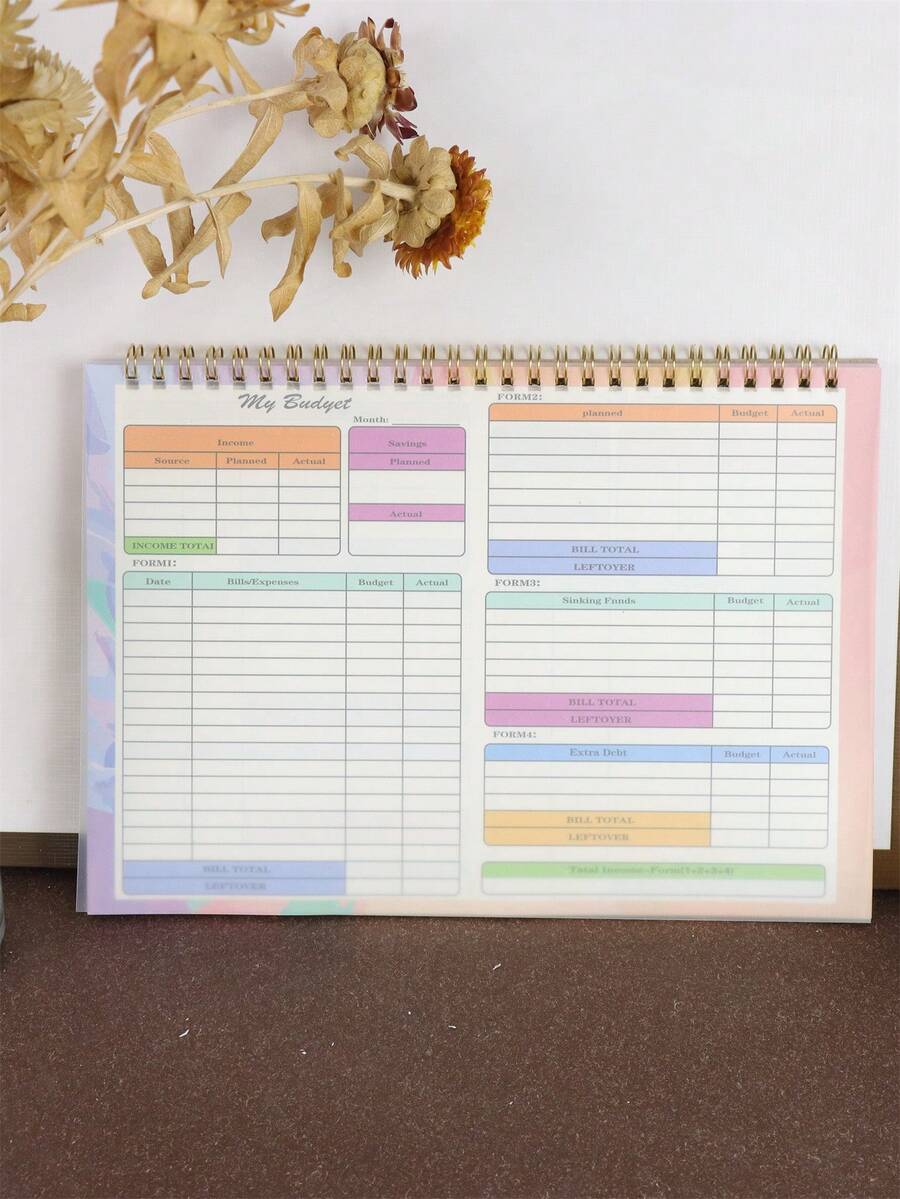 预算页活页笔记本充电螺旋文件夹周/月内页资金管理计划表 - A - 查看 1