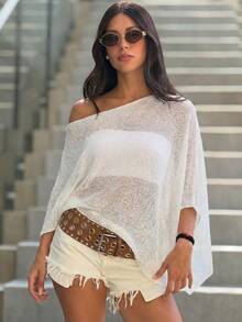 1pc Solid Color Turtleneck Beach Knitted Shawl, Casual And Versatile Women's Scarf Holiday Sunscreen Shawl, Elegant And Simple Beach Dress, Suitable For Daily And Outdoor Wear,Festival,Travel - Multicolor - View 13