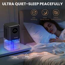 Portable Home Dehumidifier, 7-Color Gradient Light, Pull-Out Water Tank For Easy Cleaning, Semiconductor Condensation Dehumidification Technology, Designed For Bedroom, Basement, Bathroom, Garage, Closet, Kitchen, Office And RV, Quiet Operation - View 4