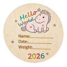 Birth Announcement Sign - Hello, World Wooden Birth Announcement Plaque / Hospital Keepsake Sign - A - 查看 6