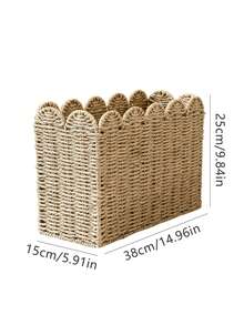 手工编织水葫芦杂志架，扇形边缘藤编收纳篮，波西米亚风文件整理架，适用于家庭办公室、客厅和桌面，轻便天然纤维材质，可收纳杂志、文件、笔记本、邮件和办公用品，是春季焕新、节省空间的理想之选，简约舒适，适合书房、玄关和工作区。 - 查看 7