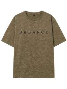 男士时尚印花宽松短袖T恤一件装 | 精致设计 | 夏季必备 | 易于搭配，展现您的风格 - 棕色 - 查看 2