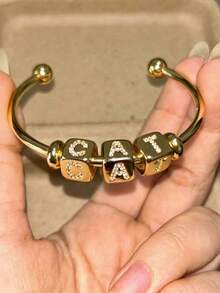 Vòng tay khắc chữ IPC tùy chỉnh ~ Vòng tay tự làm mở chữ cái dành cho nữ, phong cách Châu Âu và Mỹ, sang trọng nhẹ nhàng, món quà tinh tế và cao cấp. - Nhiều màu - Xem 10