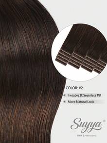 SUYYA Invisible Tape In Hair Extensions Human Hair 20pcs 20 Inch Natural Look Chocolate Brown Virgin Remy Hair Seamless Injected Tape Ins Human Hair Extensions - S4 - View 2