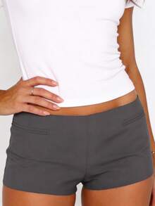 Y2k Low Rise Booty Shorts For Women Micro Mini Fitted Shorts Hot Pants Going Out Bottoms Streetwear Women's Low Rise Booty Shorts Y2k Skinny Micro Mini Shorts Summer Hot Pants - 灰色 - 查看 2