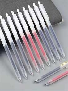 2/5/10pcs/Set Neutral Pens, Simple Press-Type Ballpoint Pens, 0.5mm Ink, Suitable For Business Office, Back To School Essential - Multiple Styles - View 4