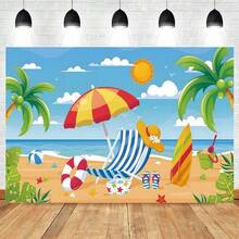 Summer Pool Party Photography Backdrop Swimming Ring Beach Summer Party Kids Adult Birthday Party Holiday Photo Background - 款式E - 查看 9