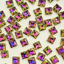 30 piezas/paquete diamante de imitación cuadrados de colores, decoraciones de costura DIY para ropa, zapatos, bolsos - Vistoso - Ver 7