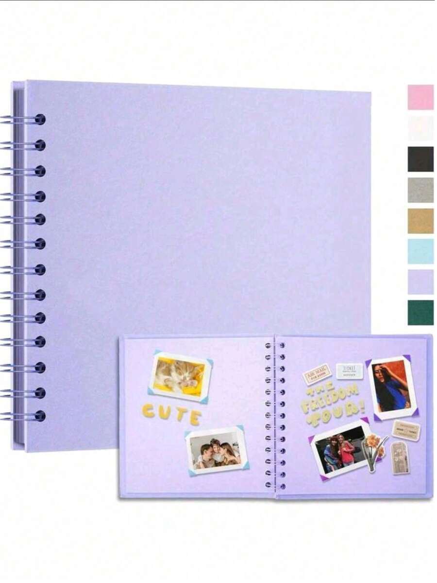 Album Foto Buatan Tangan DIY Ukuran 7"X7", 8"X8", 10"X10", 40 Halaman/20 Lembar Sampul Keras Kertas Kraft, Buku Kenangan Pernikahan, Album Foto Keluarga - Violet Purple - View 1