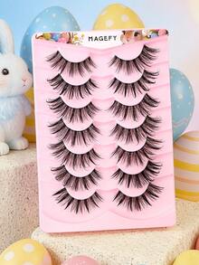MAANGE 7 pares de pestañas postizas de estilo natural 3D esponjosas de imitación de visón, con diseños de dibujos animados y estilo coreano/japonés asiático para cosplay, regalo de Pascua, regalo de Pascua para ella, pestañas para fiestas - Negro - Ver 12