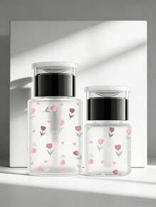 Refillable Travel Bottle With Cute Tulip Pattern, Makeup Remover Dispenser Bottle With Portable Pump Head Suitable For Nail Polish Remover, Toner And Makeup Remover, Round Top Design, Hand Wash, Reusable, Makeup Remover Bottle, Mother's Day Gift, Travel Essential - Multicolor - View 8