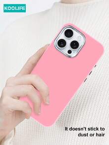 Koolife 1pc Skin-Friendly Colored Phone Case, Coated Lens Frame, PC+TPU Material, Separate Metal Buttons, Minimalist Fashionable, Anti-Drop Protective Case, Suitable For Apple 17/17 Pro/17 Pro Max - Pink - View 5