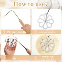 Aluminum Rosette Cookie MakerSet, 3-In-1 Star & Flower Waffle Ironwith Handle, TraditionalScandinavian Bunuelos Mold ForBaking - View 5