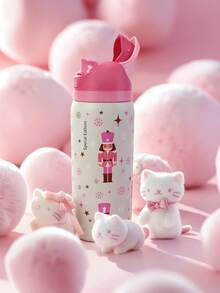 Owa Laa Cute Little Person Pattern Stainless Steel Water Bottle, 32oz/945ml With Straw, Exquisite Look, Double Wall Insulated For Hot&Cold Drinks/Iced Water, For Leisure Work Sports Indoor Outdoor, Ideal For Students Office Workers, Perfect Gift Choice - 紅白色 - 查看 5