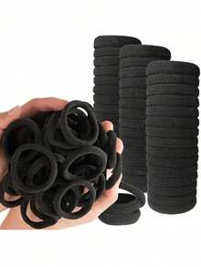Bộ 500/200/100/50 chiếc Dây buộc tóc nữ đơn giản, thời trang, dễ thương, tiện dụng, thanh lịch, phong cách đường phố, thường ngày, độ co giãn cao, 4cm, màu đen, thích hợp cho trang trí hàng ngày, buộc tóc đuôi ngựa, thể thao, công sở, tắm, làm phụ kiện tóc, dây buộc tóc, scrunchie, đồ thể thao tập thể dục, phụ kiện tóc. - Dây buộc tóc không đường may - Xem 4