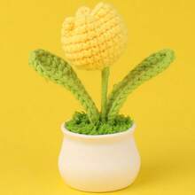 Ręcznie robiona na szydełku, realistyczna dekoracja doniczkowa w kształcie tulipana, idealna na biurko, do samochodu, do biura, do domu, na prezent świąteczny, walentynkowy, urodzinowy, z okazji ukończenia szkoły, do pokoju szkolnego, jako pomoc naukowa - Wielokolorowe - Zobacz 18