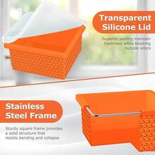 Silicone Freezer Molds For Soup Cubes - 2-Cup Freezer Storage Container Tray With Lid, 4 Pack Stackable Ice Cube Trays For Portion Control,Food Storage & Meal Prep,Oven & Dishwasher - 橘子 - 查看 5