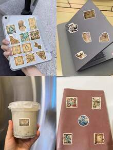 50 piezas, Pegatinas de mapa mundial vintage, Material de PVC, Cada una mide entre 3 y 7 centímetros, Pegatina de diseño creativo y estético, Adecuada para fundas de teléfono móvil, tabletas, , portátiles, maletas, automóviles, cuadernos, diarios escritos a mano y talla grande - 1 paquete/50 piezas - Ver 5
