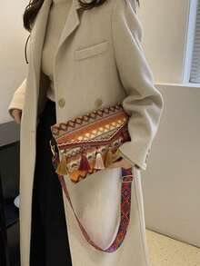 Bolso de hombro tipo sobre con flecos, bolso cruzado retro elegante de moda, nueva llegada de primavera 2026 - Naranja - Ver 8