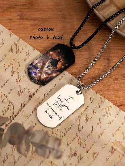 Dây chuyền ảnh khắc theo yêu cầu, Dây chuyền ảnh thật khắc chữ, Dây chuyền chân dung, Quà tặng kỷ niệm cho chồng, Quà tặng cho bạn trai, Quà tặng cho nam giới