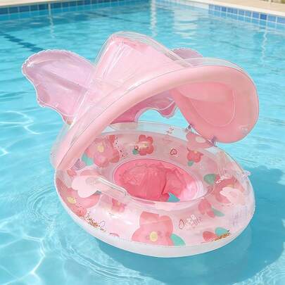 Pink & Green Floral Mermaid Tail Inflatable Pool Float With Handles, Thick PVC, Suitable For Bathroom, Bathtub, Pool Party, Beach, Durable, Comfortable, Lightweight, Reasonable Design
