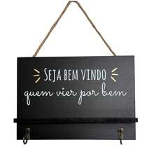 Key Holder Decorative Wall Ornament MDF - Black and White - View 6