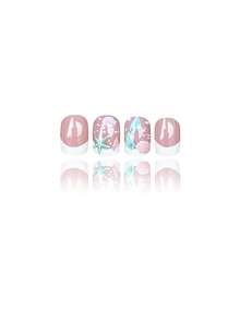 24pcs Short Simple Shell Style False Nails, Cute Shell & Starfish Decor, Bubble Decor, Suitable For Summer Beach Vacation, Short Full Cover False Nails, Suitable For Women's Summer Vacation, Beach Outing, Daily Use, Party, Date And Other Occasions - Multicolor - View 3