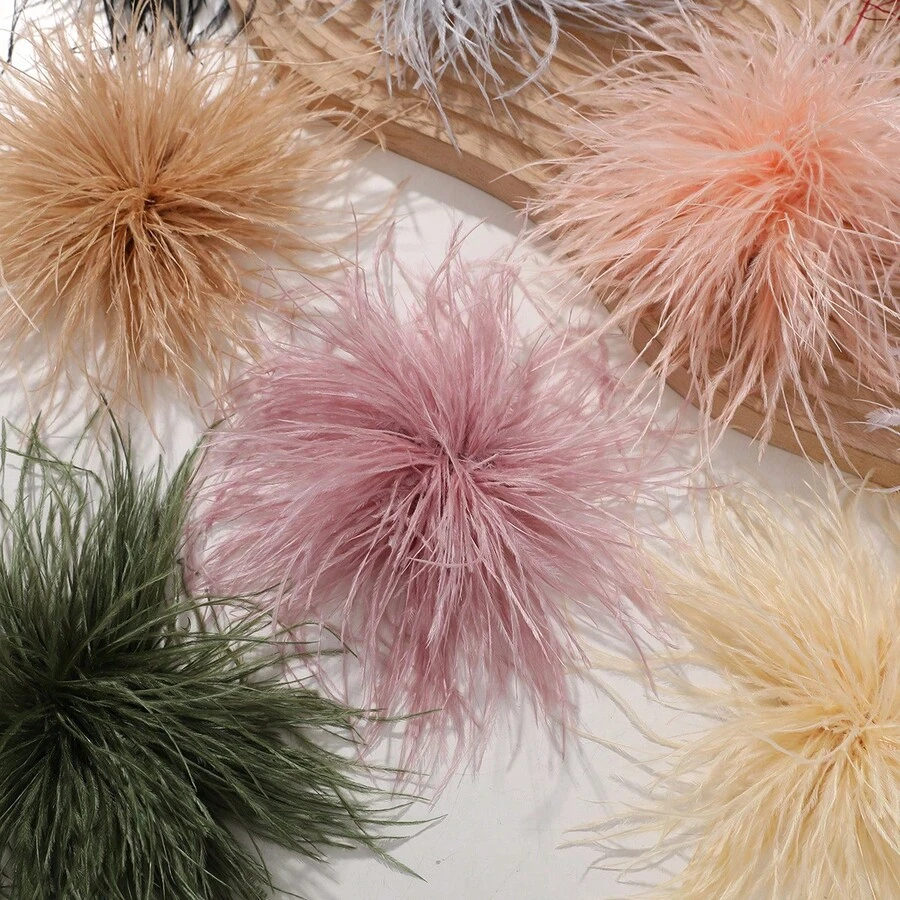1pc Handmade Firework Feather Flower Brooch, Colorful Accessory For Women's Hats, Clothing, Wedding, Party - Feather Flower - View 1