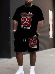 Men's Summer Plus Size Baseball Print T-Shirt Set Loose Fit Short Sleeve Top And Shorts Two-Piece Set Large Size - Màu hỗn hợp 2 - Xem 1