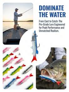 GOTURE 8pcs Dogfish Second-Generation Large T-Tail Lead Soft Bait, Biomimetic Soft Fish Lure, T-Shaped Tail Design, Stable Long-Range Large Disturbance, 3D Simulated Fish Eye, Suitable For Seawater And Freshwater, Suitable For Trout And Black Bass - Multicolor - View 5
