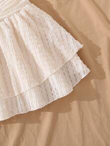 Left Mama Conjunto de top de tirantes y falda minimalista y dulce para niñas preadolescentes, adecuado para la playa y las vacaciones de verano - Beis - Ver 7