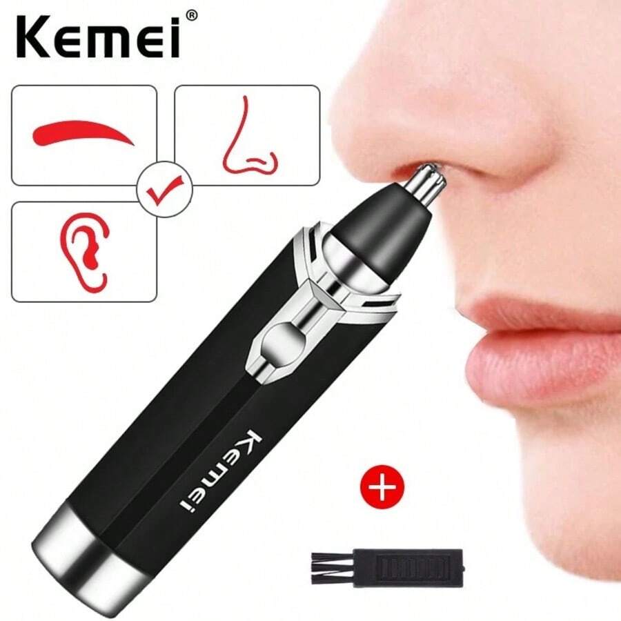 男士鼻毛耳毛修剪器 - 面部毛发去除器 - 便携式剃须工具，静音高效，电池供电