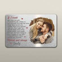 Mother's Day Wedding Gift Metal Wallet Insert, Custom Photo Love Quote "See Yourself Through My Eyes", 2D Flat Keepsake For Mom Wife, Sentimental Anniversary Present - As Shown 1 - View 8