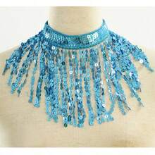 1 chiếc vòng cổ choker tua rua đính sequin lấp lánh phong cách Bohemian dành cho nữ, thích hợp cho múa bụng, Halloween, lễ hội Carnival, tiệc bãi biển, trang phục hóa trang. - Nhiều màu - Xem 17