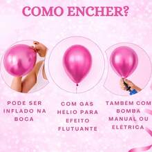 Black And Pink Balloons Rose Kit + Manual Pump Royal Blue Balloons Gold Metallic White Plain For Deconstructed Arch Balloon Birthday Party + Ribbon 6" 7" 8" 10" Inches For Birthday Celebration Parties - 彩色 - 查看 7