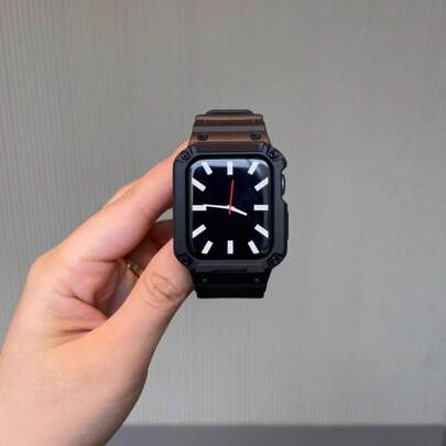1pc Band With Case Compatible With Apple Watch Band 45mm 44mm 42mm Apple Watch Series 9 8 7 SE 6 5 4 3 2 1 Strap, Men Women Sport Strap